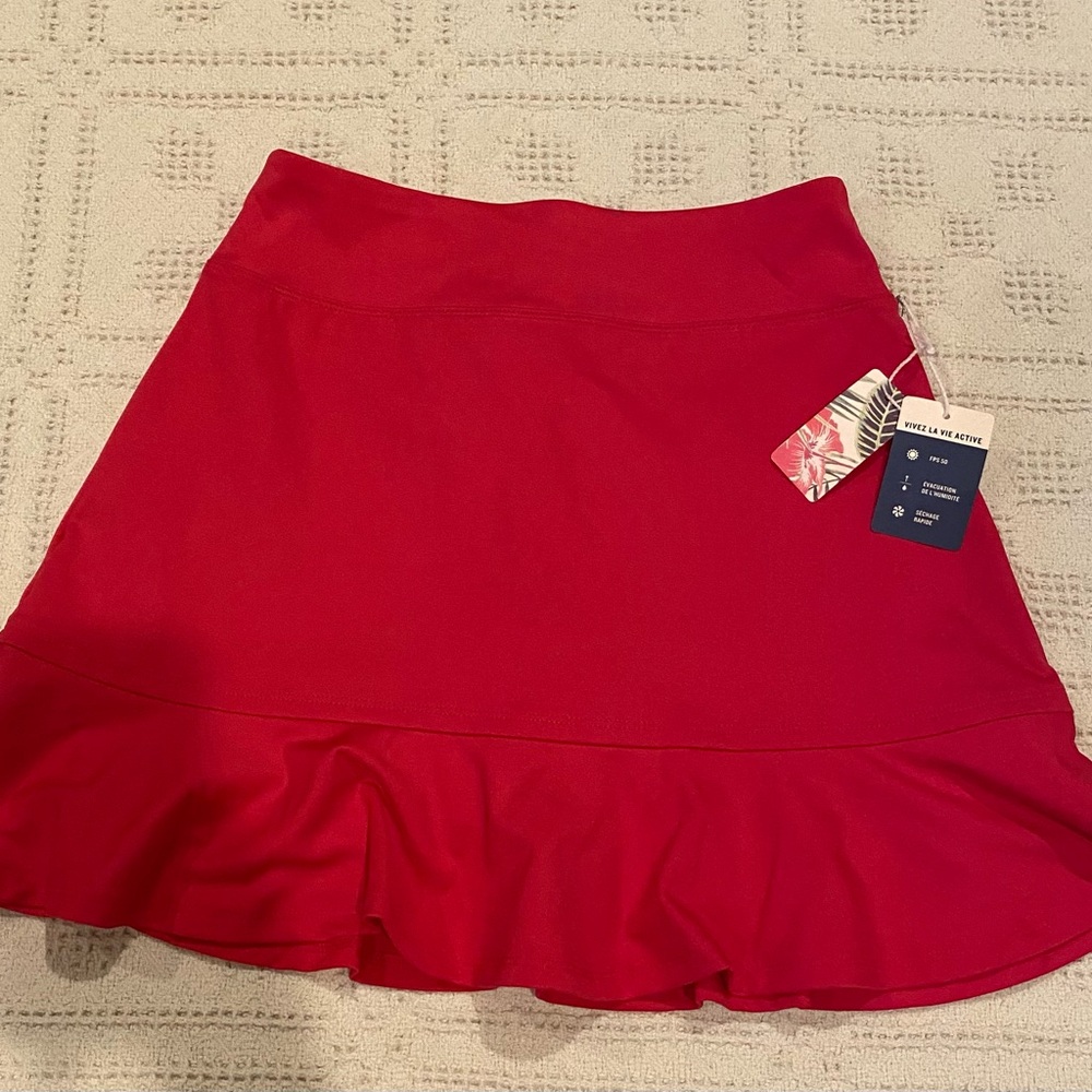 NWT Tommy Bahama Skort XS Solid Pink Flounce Golf Tennis Pickleball Skirt